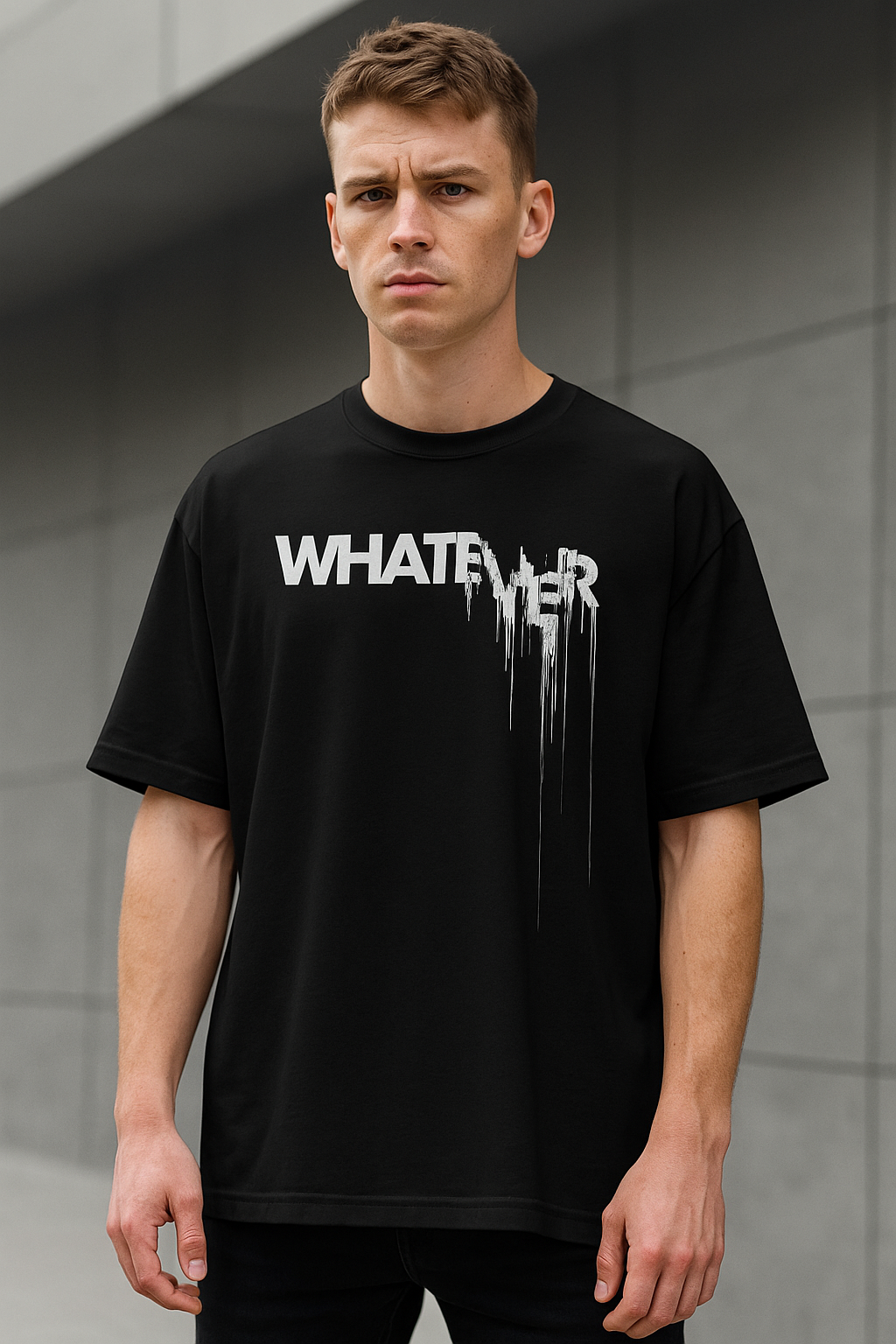 "Whatever Drip" Oversized Black Tee – ZARVA Street Edition