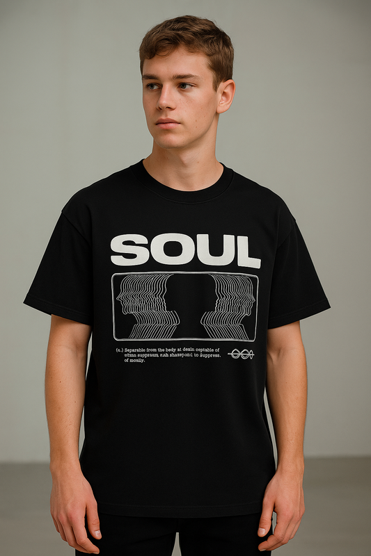“SOUL Vision” Oversized Black Tee – Reflection Series