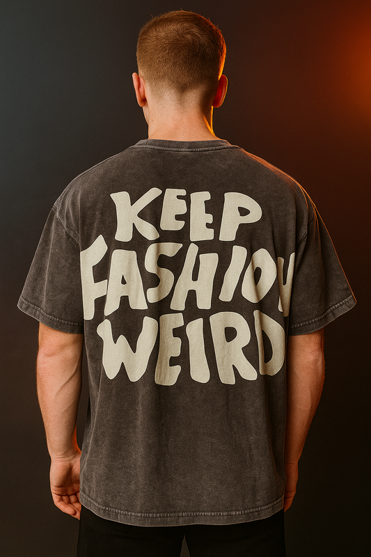 "Keep Fashion Weird" Oversized Stone-Washed Tee – ZARVA Limited Drop